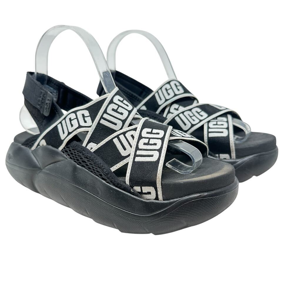 Ugg LA Cloud Sandal Black White Logo Women's Size‎ US 8.5